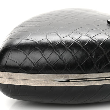 Saint Laurent Calfskin Crocodile Embossed Monogram Love Box Bag Black 9 of 9