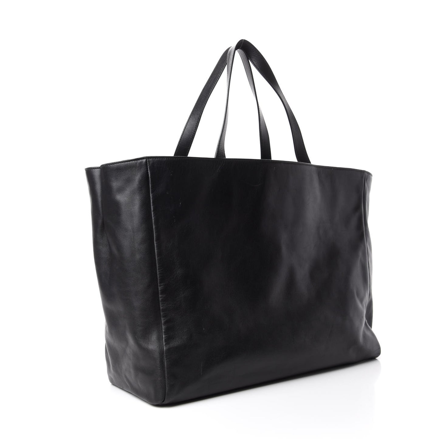 Calfskin Suede Reversible East West Shopper Tote Black