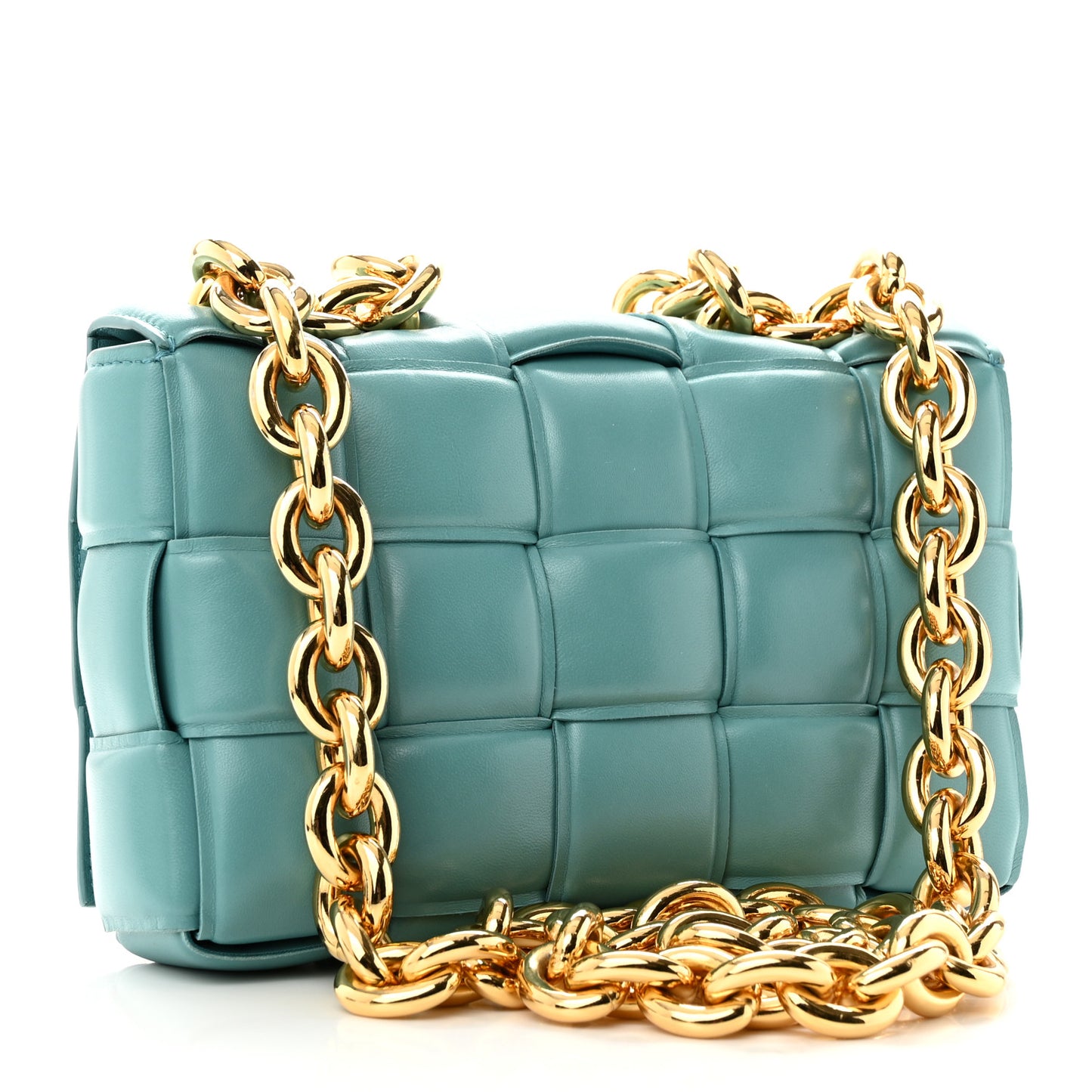 Lambskin Maxi Intrecciato Padded Chain Cassette Crossbody Bag Linoleum