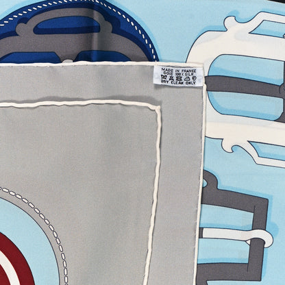 Hermes Silk Bouclerie Moderne Scarf 90 Bleu 3 of 4