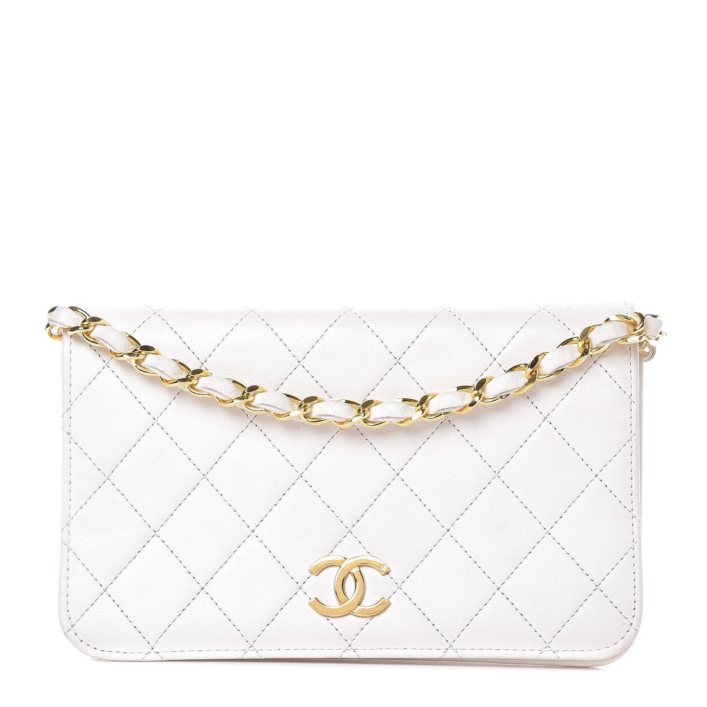 Lambskin Quilted Mini Flap White