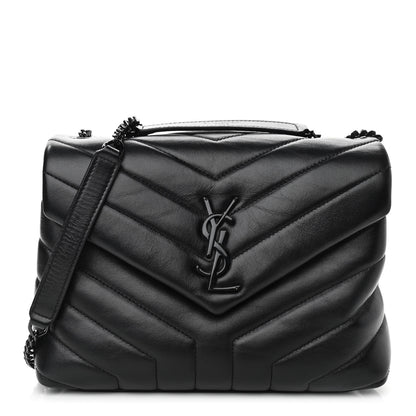 Saint Laurent Calfskin Y Quilted Monogram Small Loulou Chain Satchel Black 1 of 10