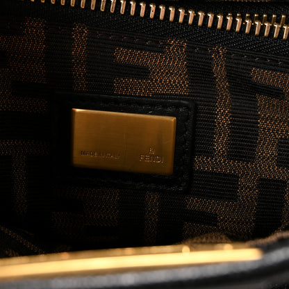 Fendi Goatskin Zucca Medium Peekaboo Iconic Satchel Black Tobacco 6 of 9