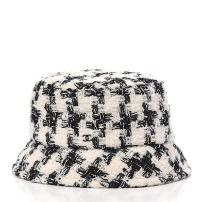 Chanel Tweed Bucket Hat S White Black 3 of 6