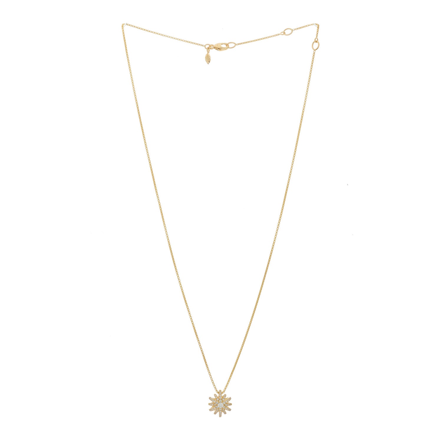 David Yurman 18K Yellow Gold Diamond Starburst Pave Pendant Necklace 3 of 5