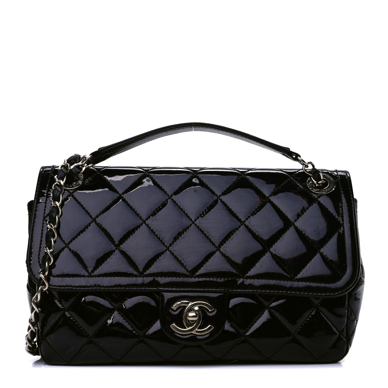 Chanel Patent Quilted Large Coco Shine Flap Navy 1 of 12