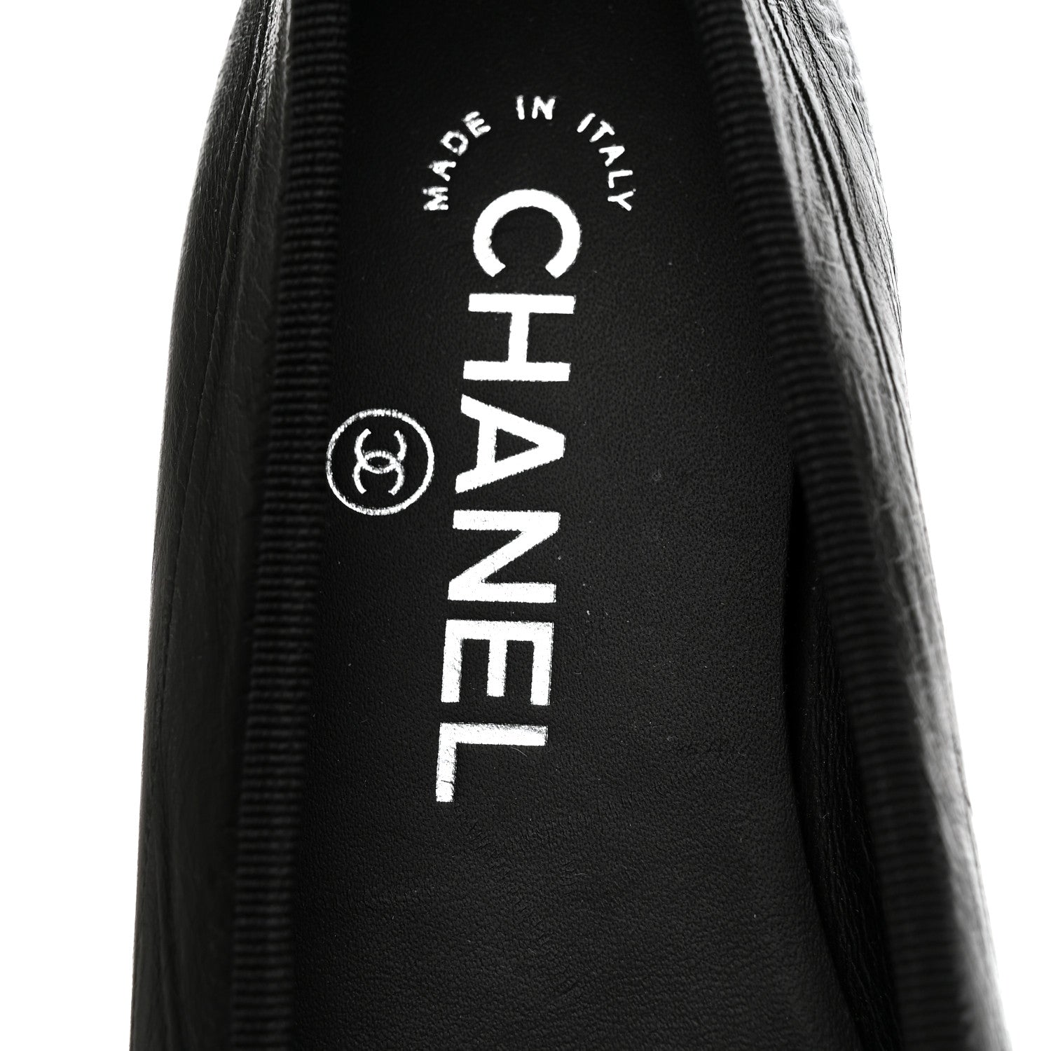 Chanel Crumpled Shiny Lambskin Cap Toe CC Ballerina Flats 36.5 Black White 7 of 9