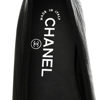 Chanel Crumpled Shiny Lambskin Cap Toe CC Ballerina Flats 36.5 Black White 7 of 9