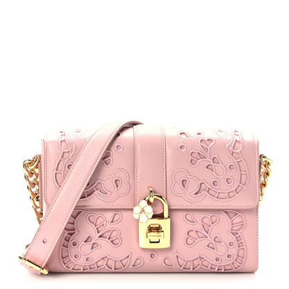 Dolce & Gabbana Lambskin Embroidered Laser Cut Shoulder Bag Rose Poudre 1 of 8