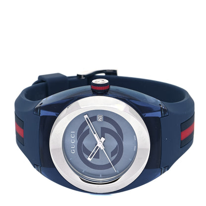 Gucci Stainless Steel Rubber 46mm Sync Web Quartz Watch Blue 2 of 5