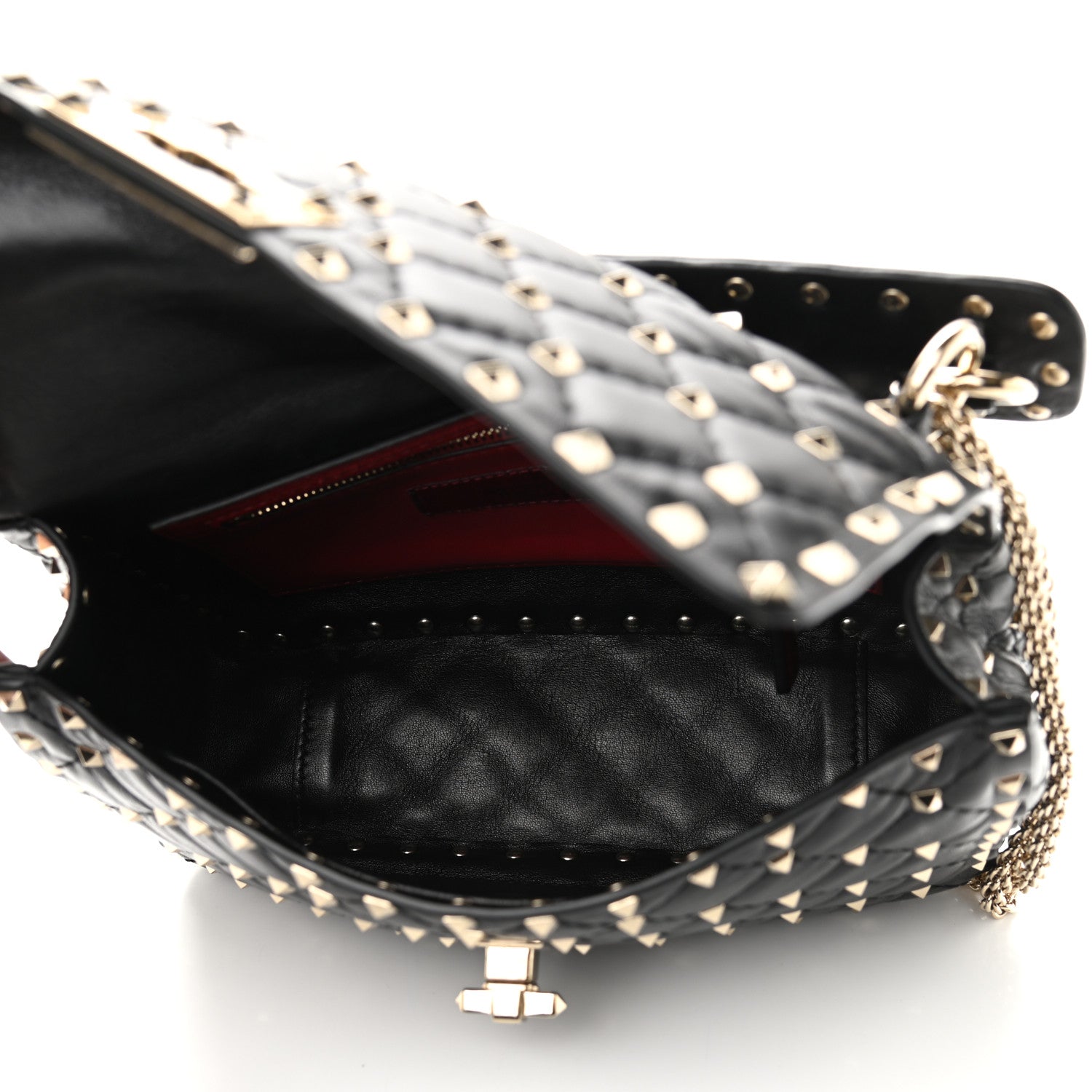 Valentino Garavani Lambskin Medium Rockstud Spike Shoulder Bag Black 7 of 11