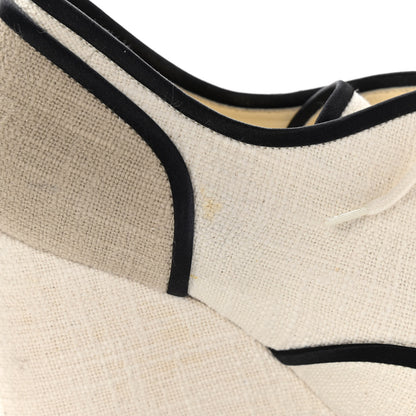 Chanel Raffia Lace Up Wedge Espadrilles 37.5 Beige 9 of 14