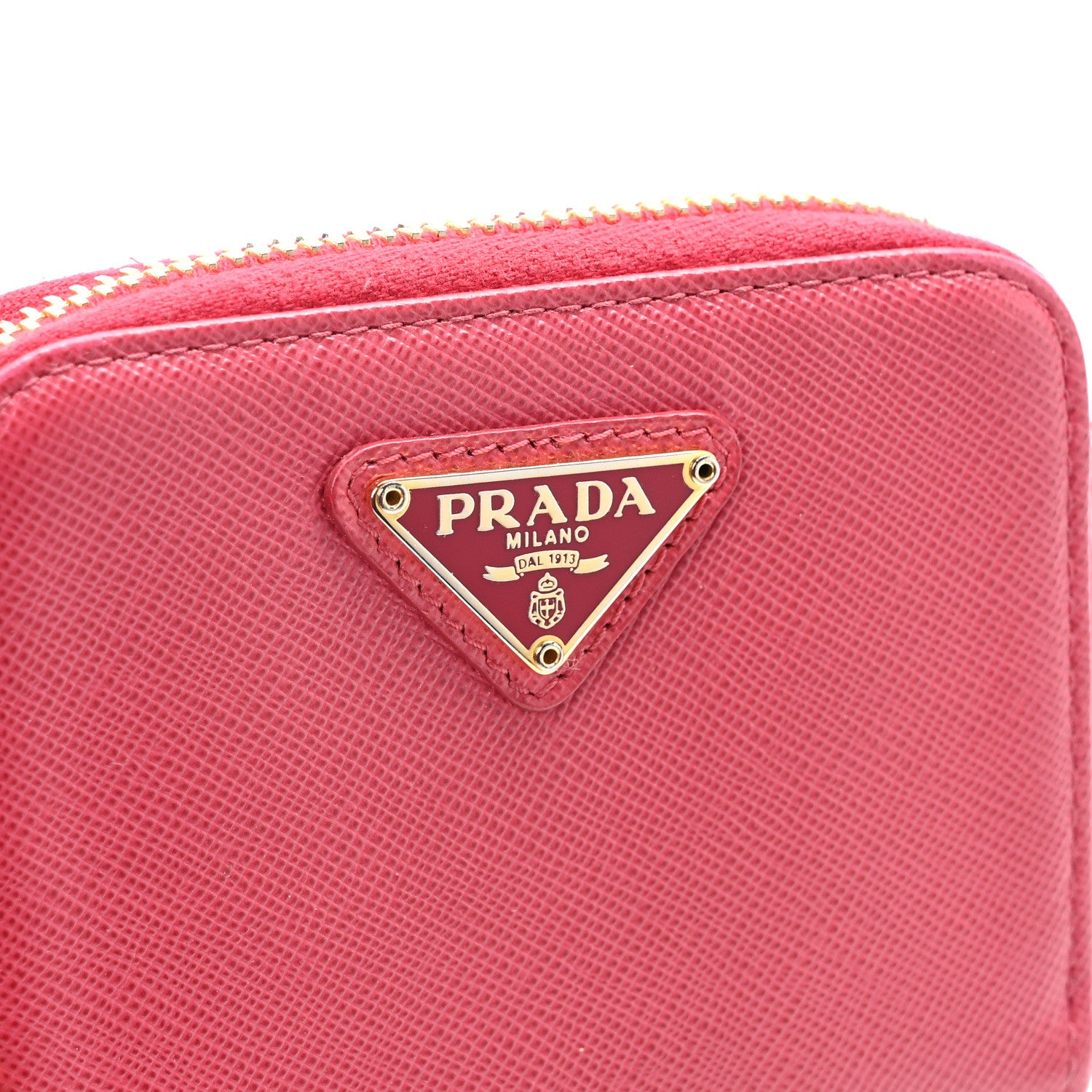 Prada Saffiano Metal Zip Coin Purse Fuoco 12 of 12