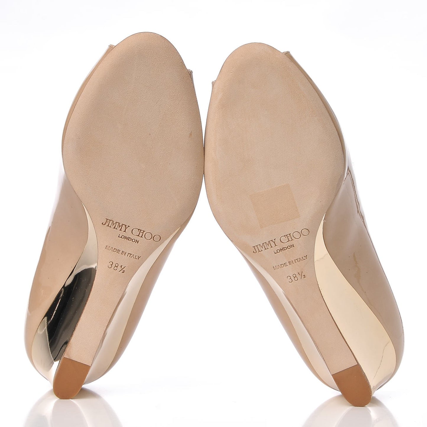 Patent Bergen Peep Toe Low Wedge Pumps 38.5 Beige