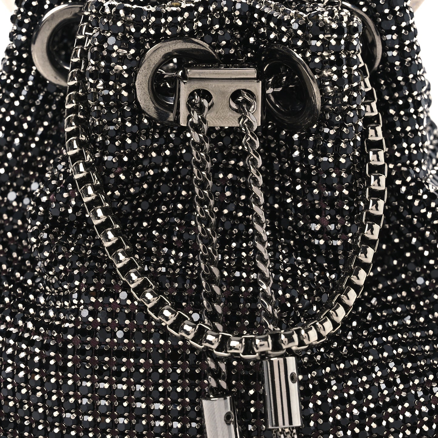 Mesh Crystal Bon Bon Bag Black