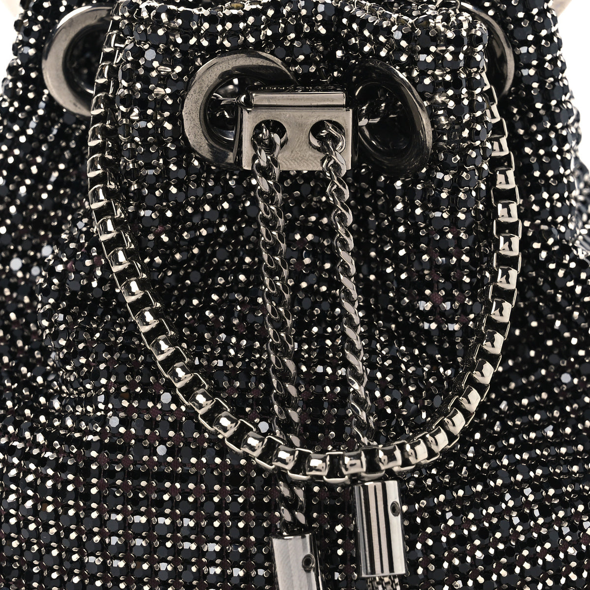 Mesh Crystal Bon Bon Bag Black