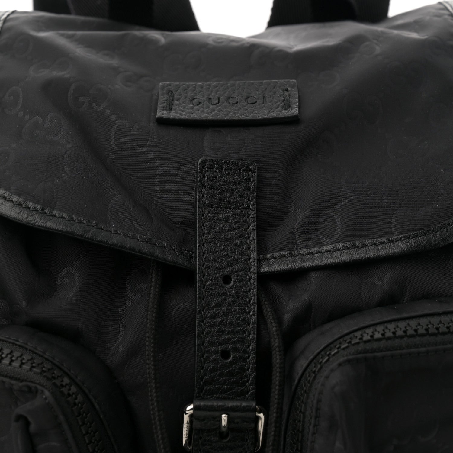 Gucci Nylon Monogram Medium Light Single Buckle Backpack Black 8 of 11