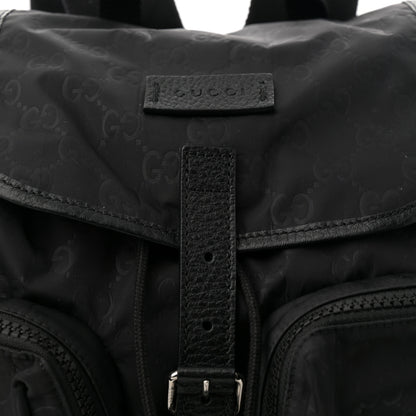 Gucci Nylon Monogram Medium Light Single Buckle Backpack Black 8 of 11