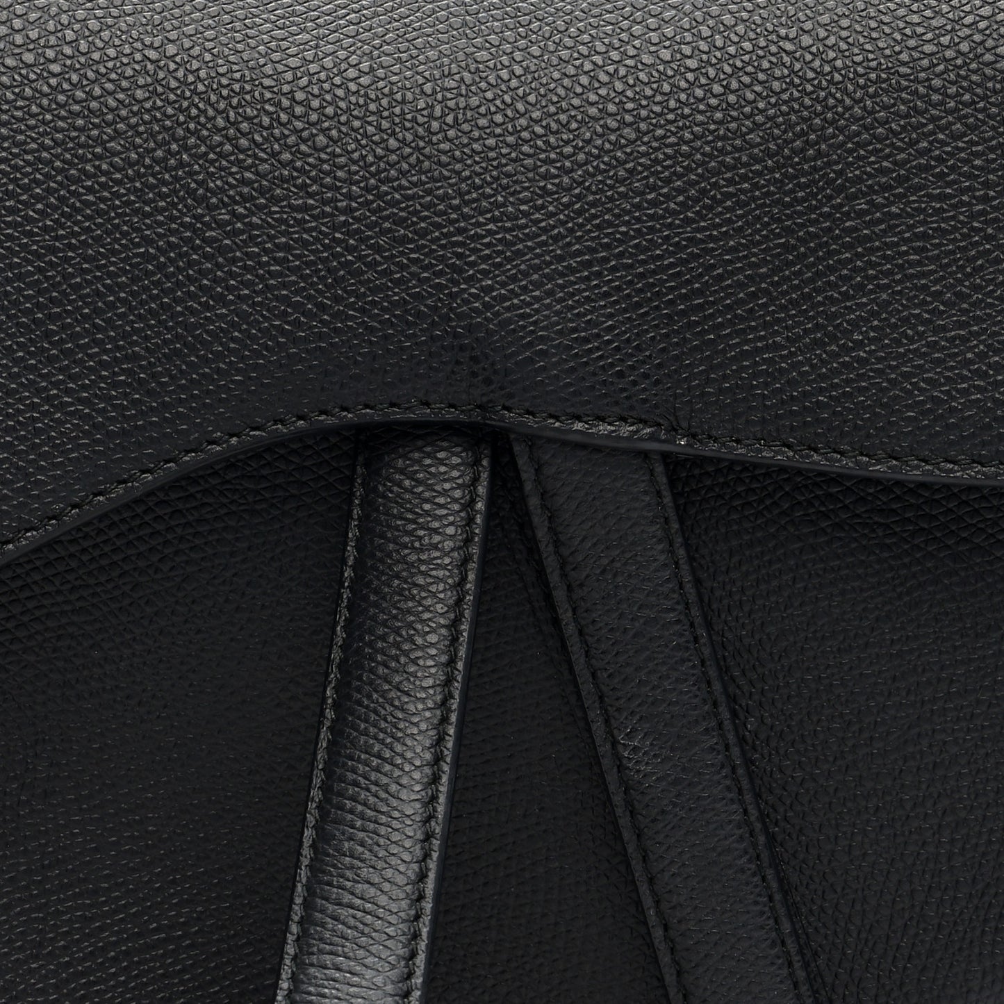 Grained Calfskin Saddle Bag Black
