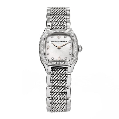 David Yurman Stainless Steel Diamond Bezel Mother of Pearl 25mm Thoroughbred Quartz Watch 1 of 4