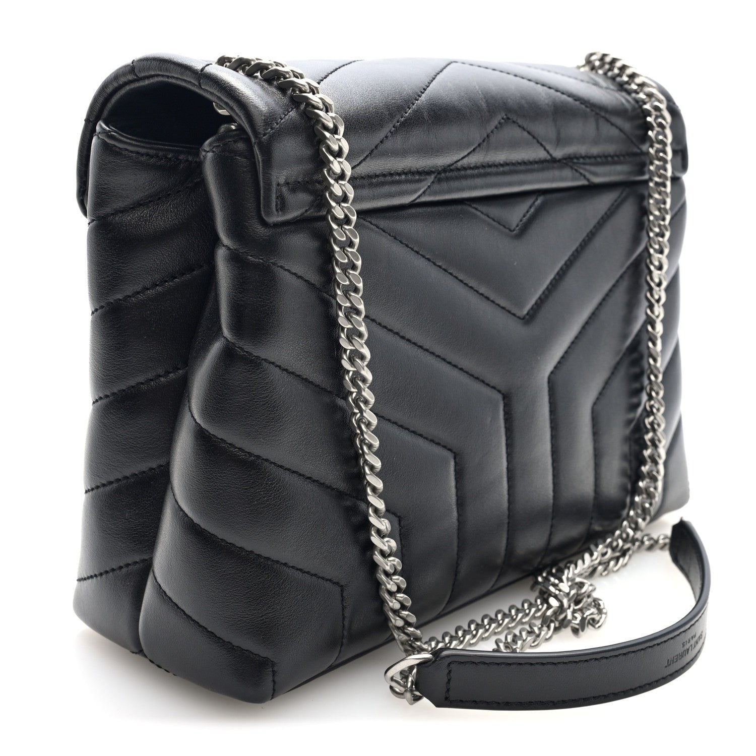 Saint Laurent Calfskin Y Quilted Monogram Small Loulou Chain Satchel Black 5 of 17