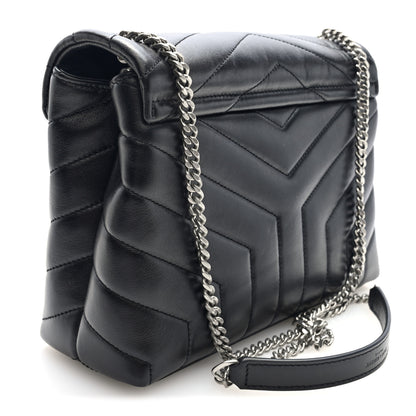Saint Laurent Calfskin Y Quilted Monogram Small Loulou Chain Satchel Black 5 of 17