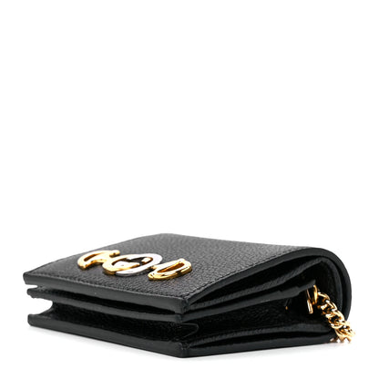 Gucci Grainy Calfskin Zumi Chain Card Case Wallet Black 10 of 12