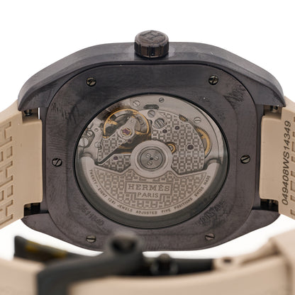 Hermes Titanium Rubber 39mm H08 Special Edition Automatic Watch Taupe 4 of 5