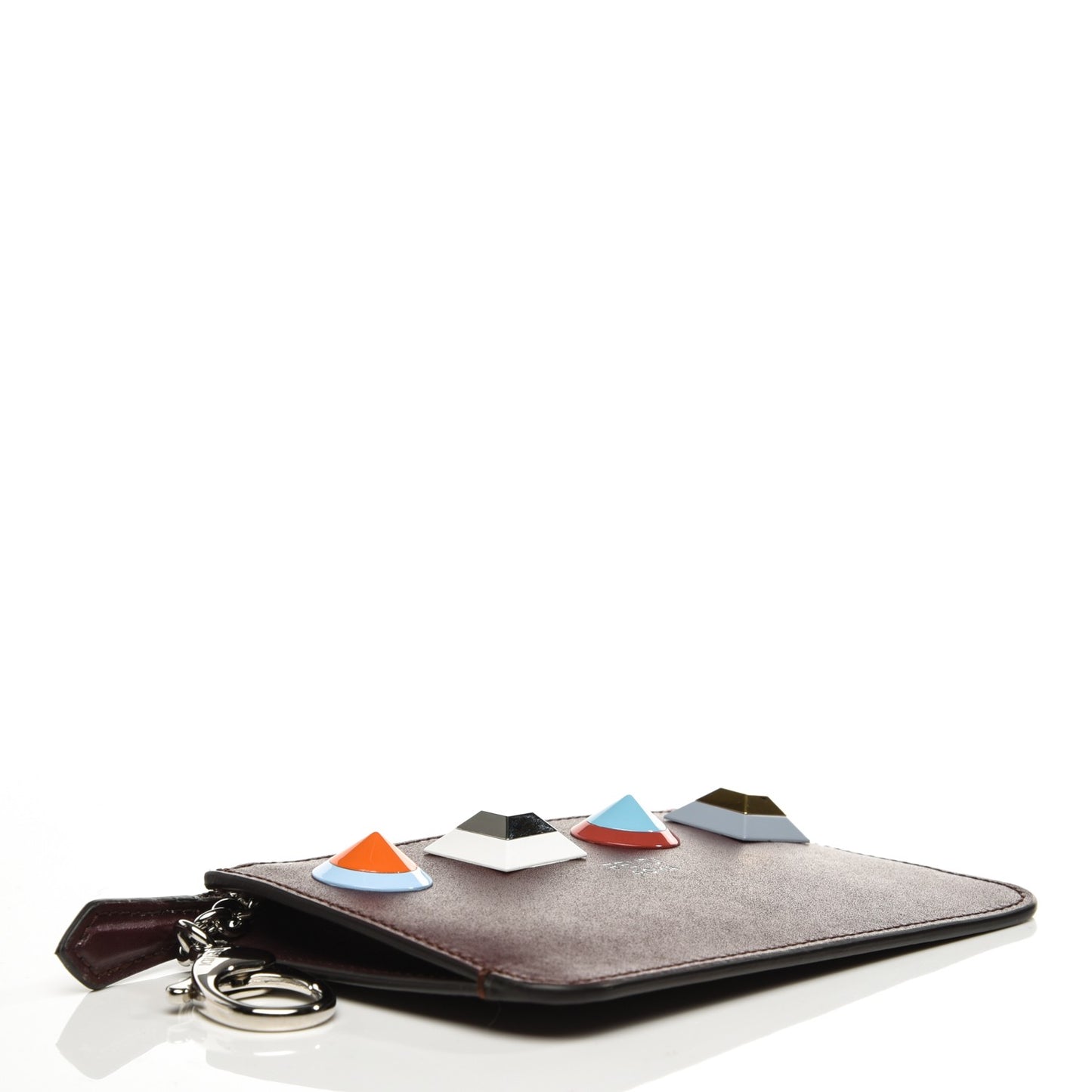 Vitello Liberty Studded Coin Pouch Key Case Bordeaux Multicolor