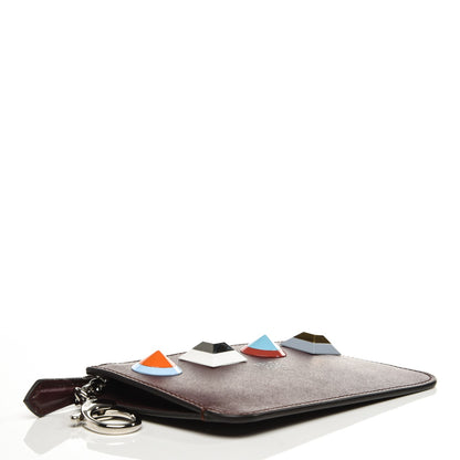 Fendi Vitello Liberty Studded Coin Pouch Key Case Bordeaux Multicolor 4 of 7