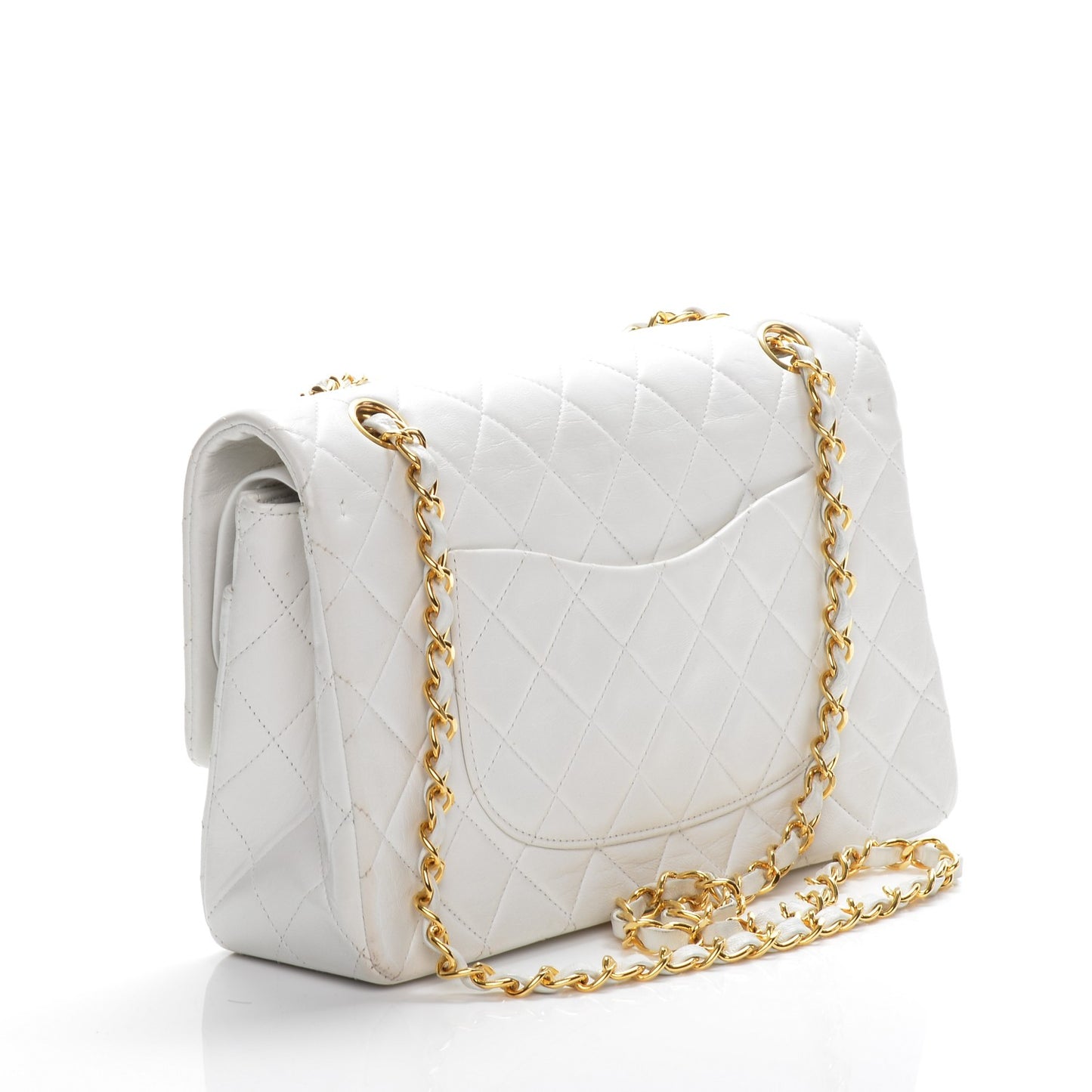 Lambskin Quilted Medium Double Flap White