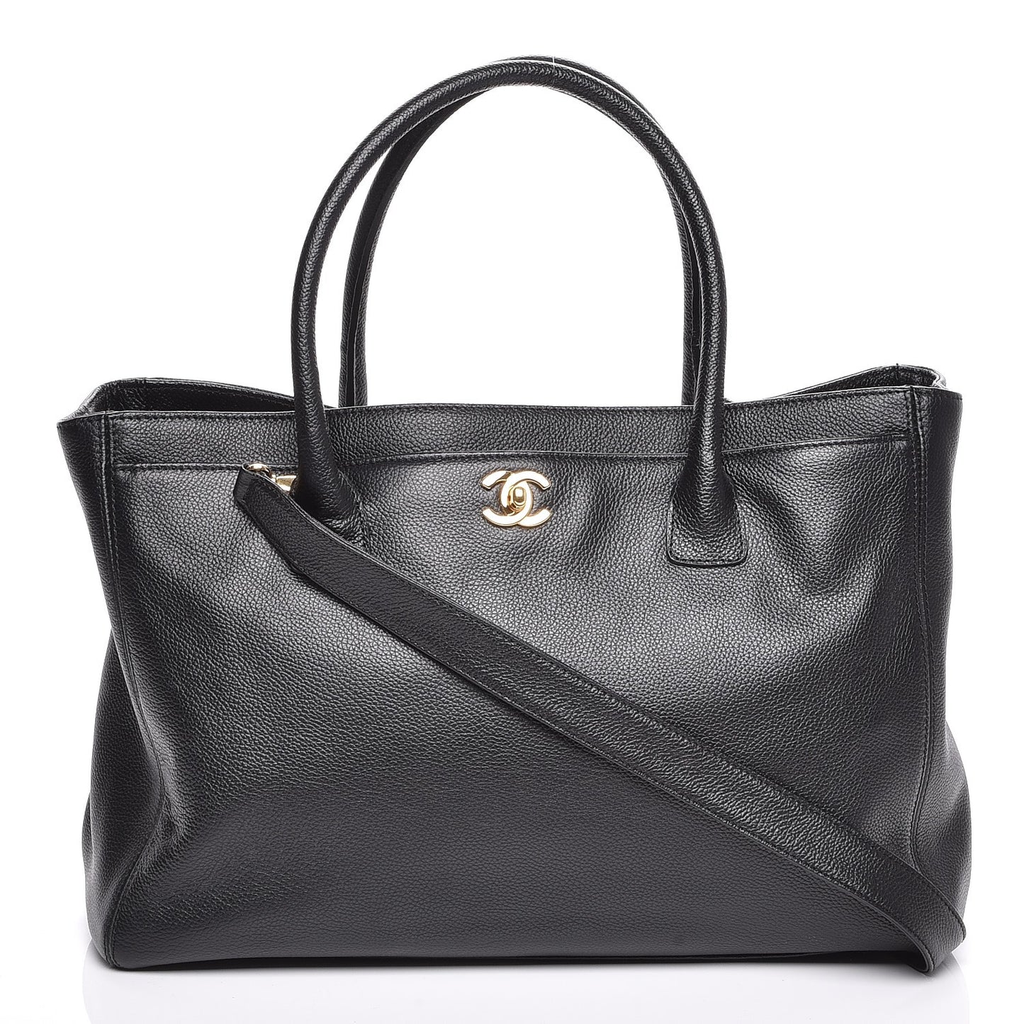 Calfskin Cerf Executive Shopper Tote Black