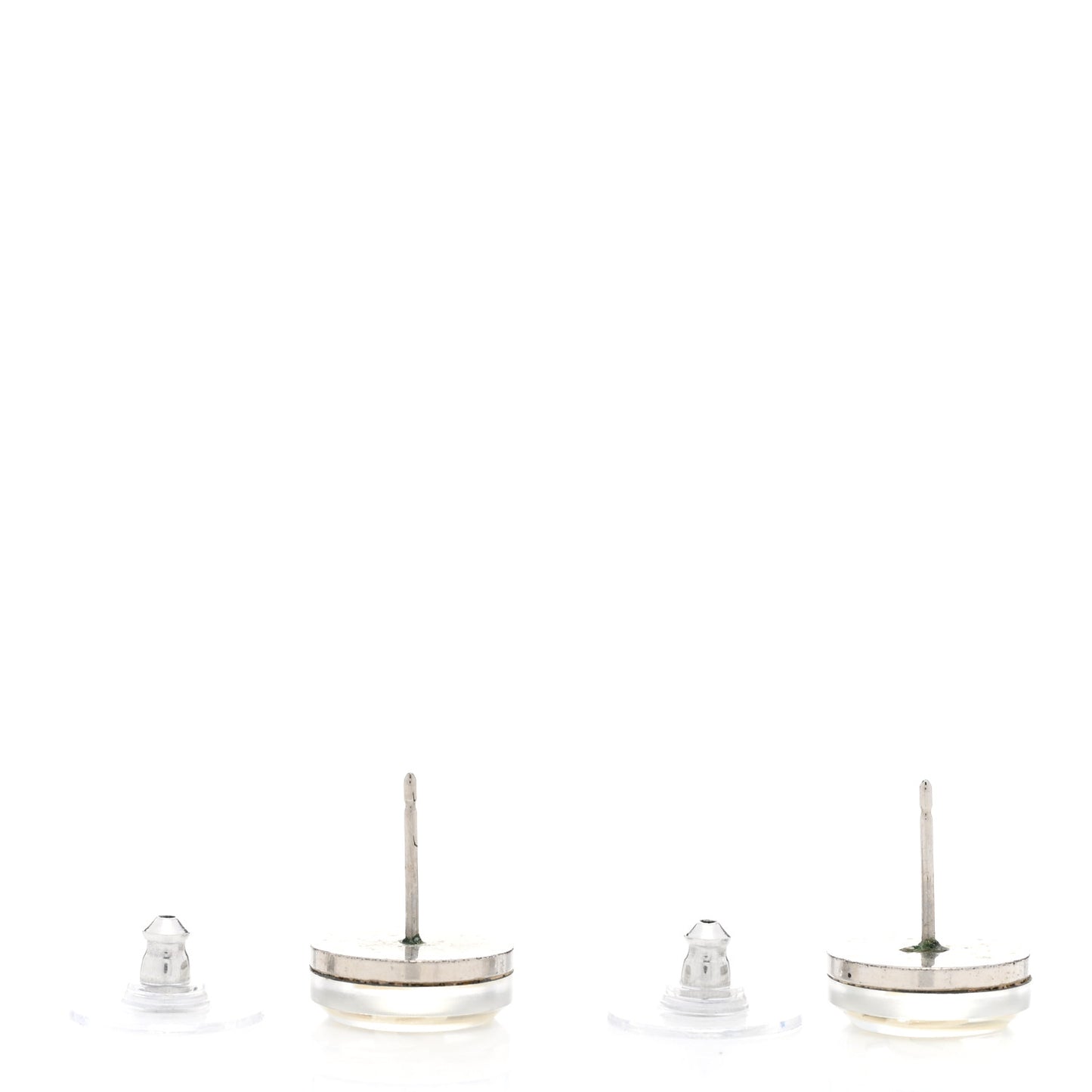 CC Round Earrings Silver White