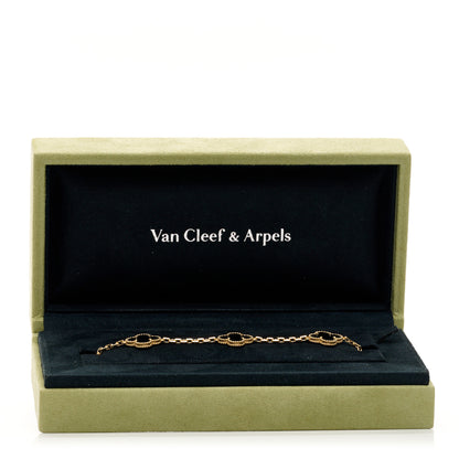 Van Cleef & Arpels 18K Yellow Gold Black Onyx 5 Motifs Vintage Alhambra Bracelet 5 of 5