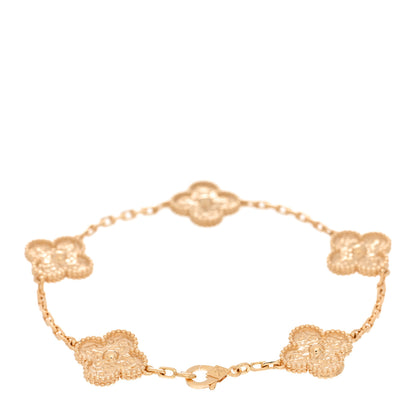 Van Cleef & Arpels 18K Yellow Gold 5 Motifs Vintage Alhambra Bracelet 2 of 4