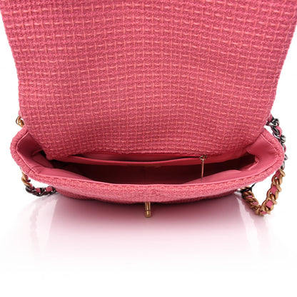 Chanel Metallic Tweed Quilted Large Chanel 19 Flap Pink 5 of 9