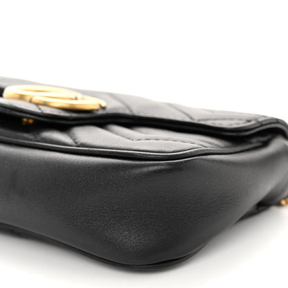 Gucci Calfskin Matelasse Super Mini GG Marmont Shoulder Bag Black 10 of 11