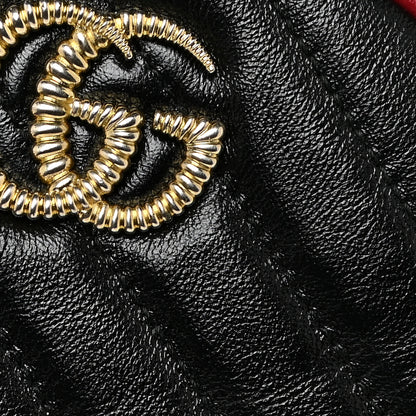 Gucci Vintage Effect Calfskin Matelasse Diagonal Mini Torchon GG Marmont Round Shoulder Bag Black Romantic Cherry 12 of 12