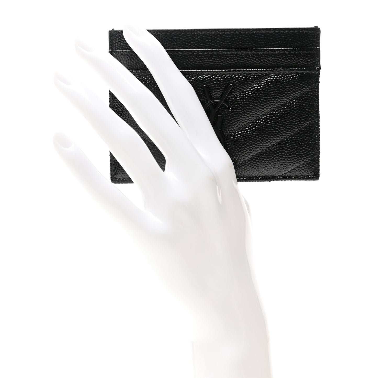 Grain De Poudre Matelasse Chevron Monochrome Monogram Credit Card Case Black