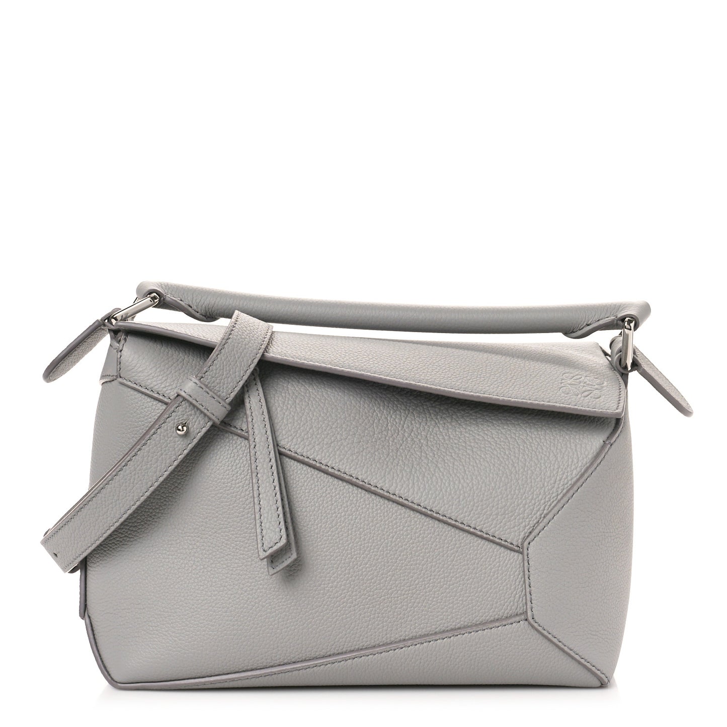 Calfskin Small Puzzle Edge Bag Pearl Grey