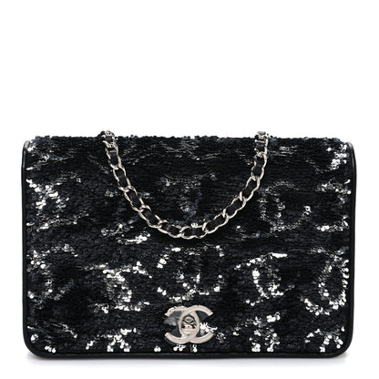Chanel Sequin CC Wallet On Chain WOC Black 1 of 11