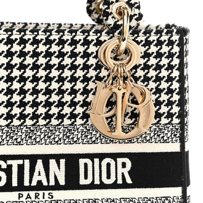 Christian Dior Canvas Houndstooth Embroidered Medium Lady D-Lite Black White 8 of 11
