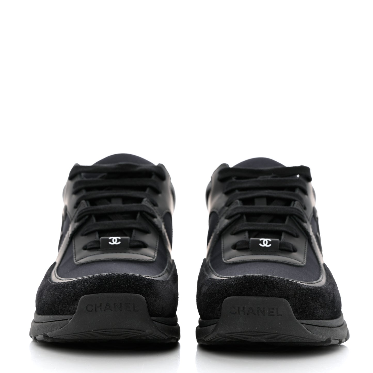 Fabric Calfskin Suede CC Sneakers 39 Black