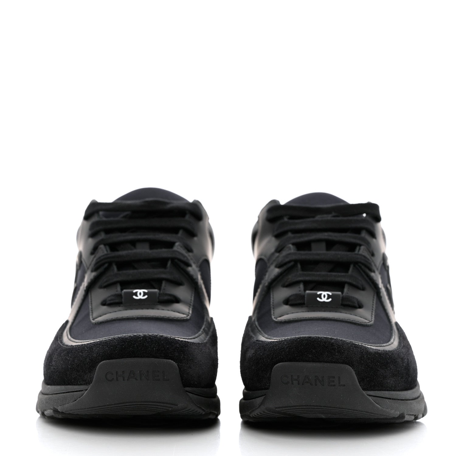 Chanel Fabric Calfskin Suede CC Sneakers 39 Black 2 of 9