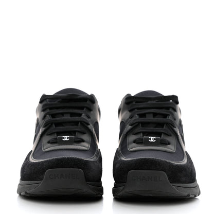 Chanel Fabric Calfskin Suede CC Sneakers 39 Black 2 of 9