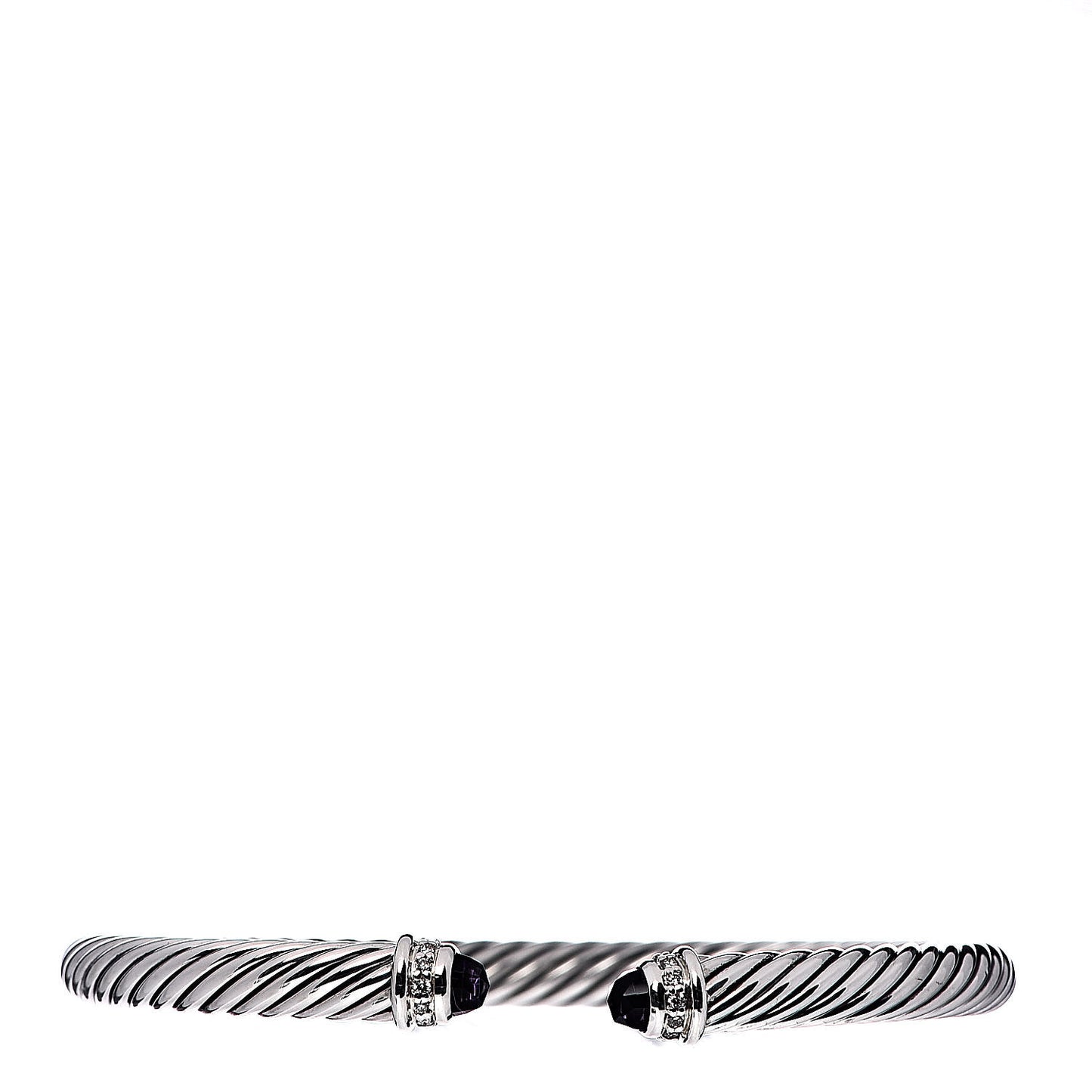 Sterling Silver Diamond Amethyst 5mm Cable Classics Bracelet