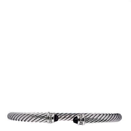 David Yurman Sterling Silver Diamond Amethyst 5mm Cable Classics Bracelet 1 of 4