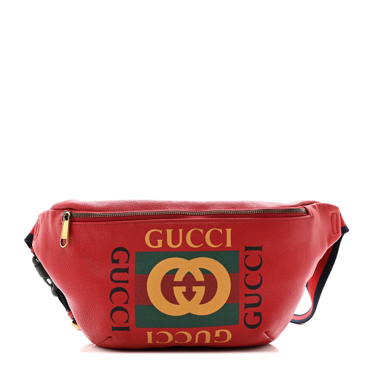 Grained Calfskin Logo Belt Bag Hibiscus Red