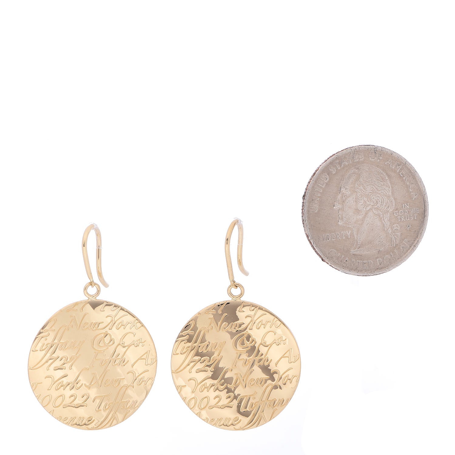 Tiffany 18K Yellow Gold Large Notes Round Drop Earrings 2 of 5
