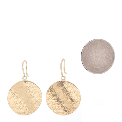 Tiffany 18K Yellow Gold Large Notes Round Drop Earrings 2 of 5